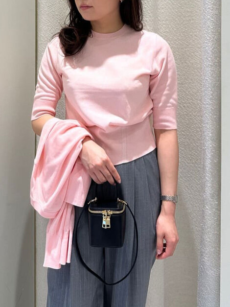 クリアコットンクルーネックニット