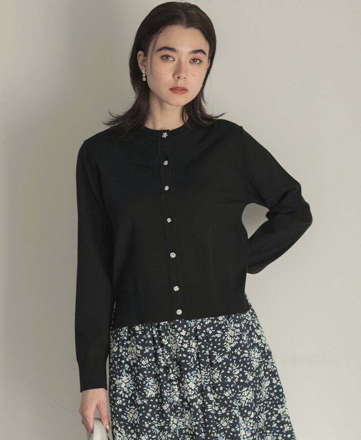 アトランダムビジューボタンカーディガン