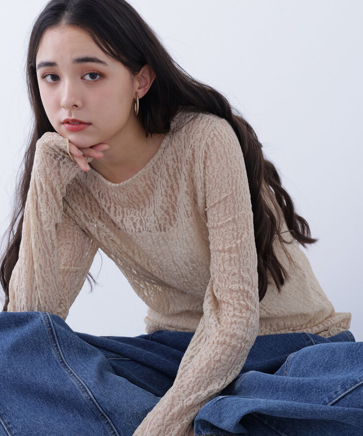 レースカットソー