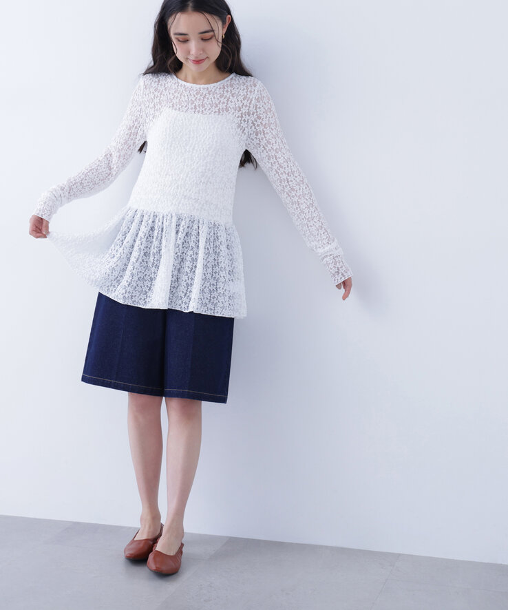 レースぺプラムトップス