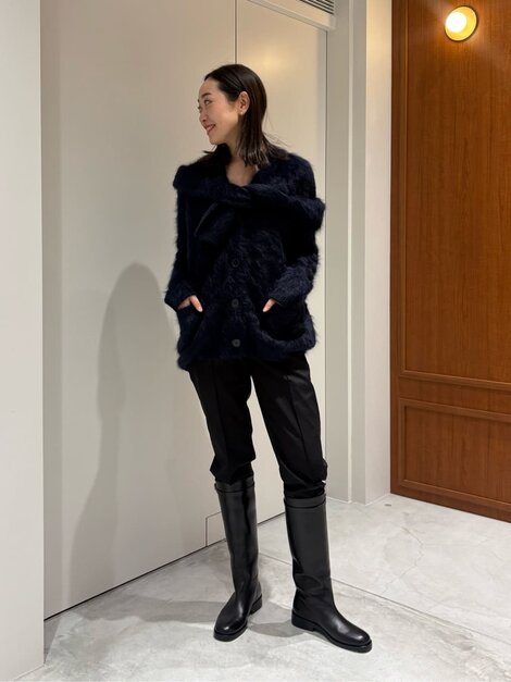 ピュアファーカシミヤVネックカーディガン