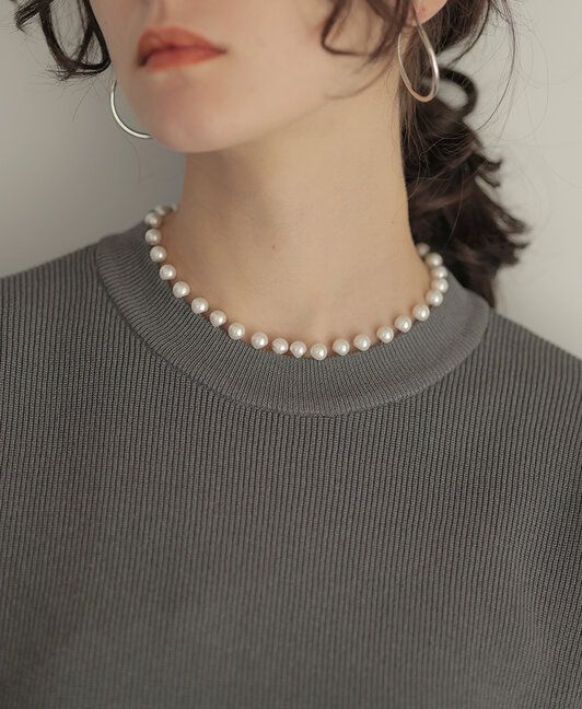 パール釦畦ニット プルオーバー