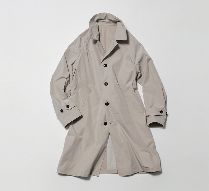 Washed Nylon Balmacaan Coat