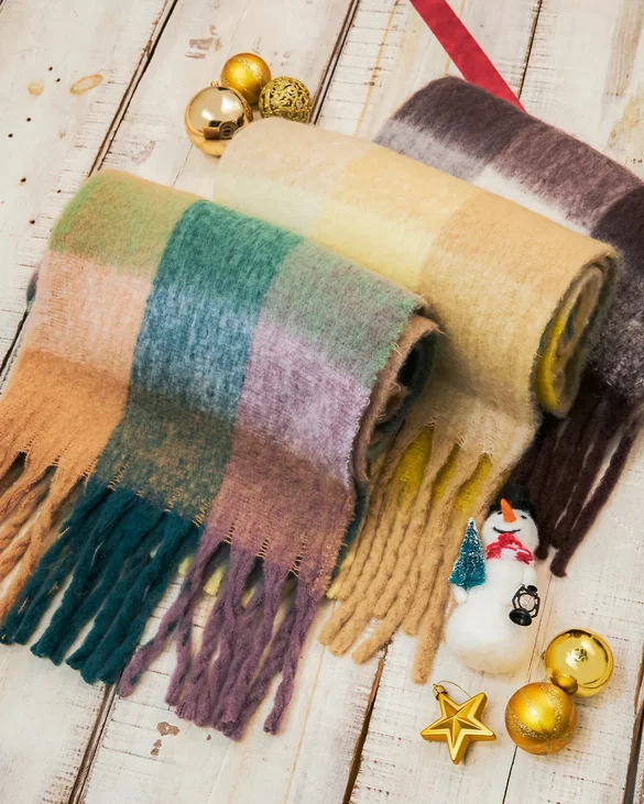 大判チェックストール