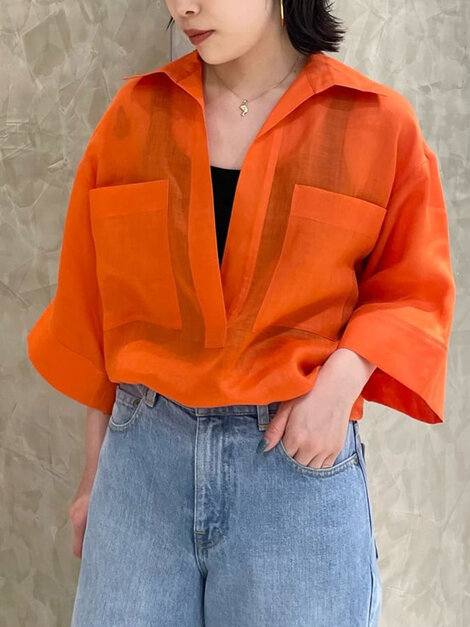 ビッグポケットスキッパーブラウス