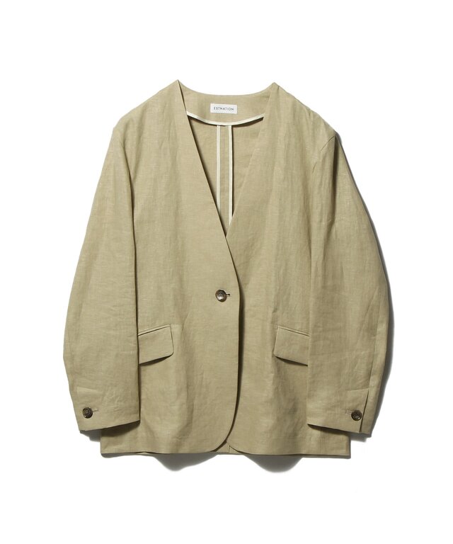 リネンノーカラージャケット