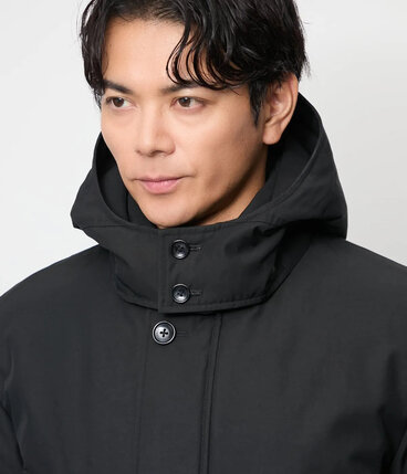 WOOLIAN PLAIN スタンドフード付きダウンアウター