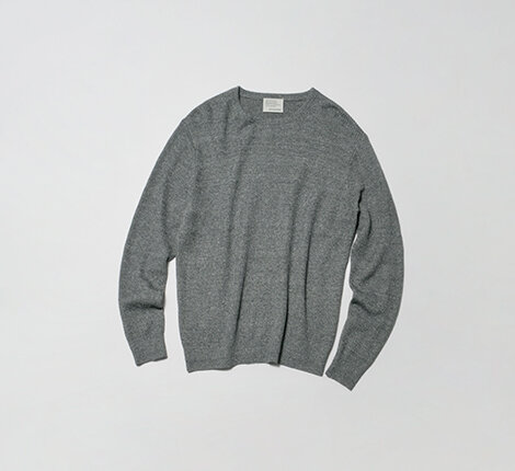 Linen Cotton Melange Crew Neck Knit