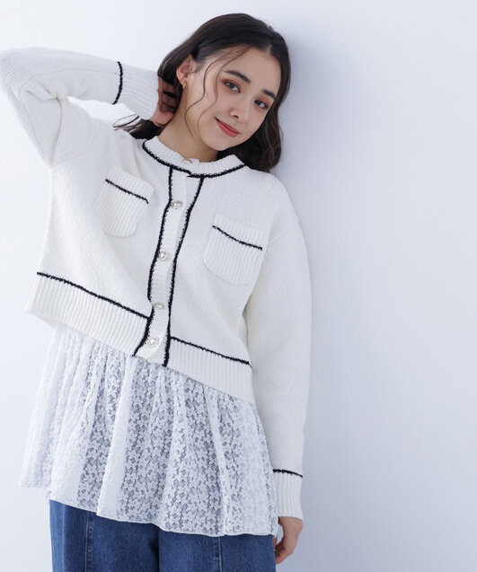 レースぺプラムトップス