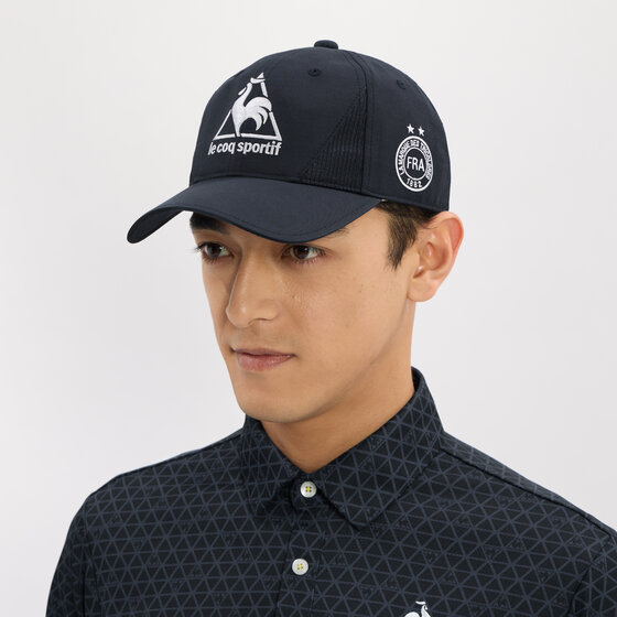 ゴルフコーデメンズ　ロゴメッシュキャップ