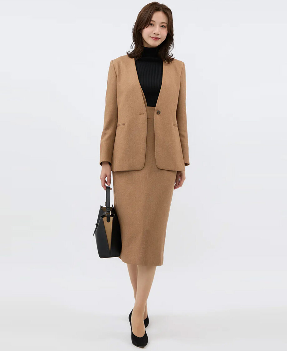 ❤️着用1回のみ❤️洋服の青山 ブラウンパンツスーツセット ストレートパンツ《セットアップ着用可》 (NP235054-C) | n-line