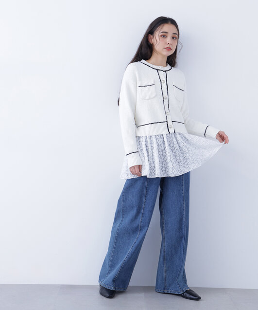 レースぺプラムトップス