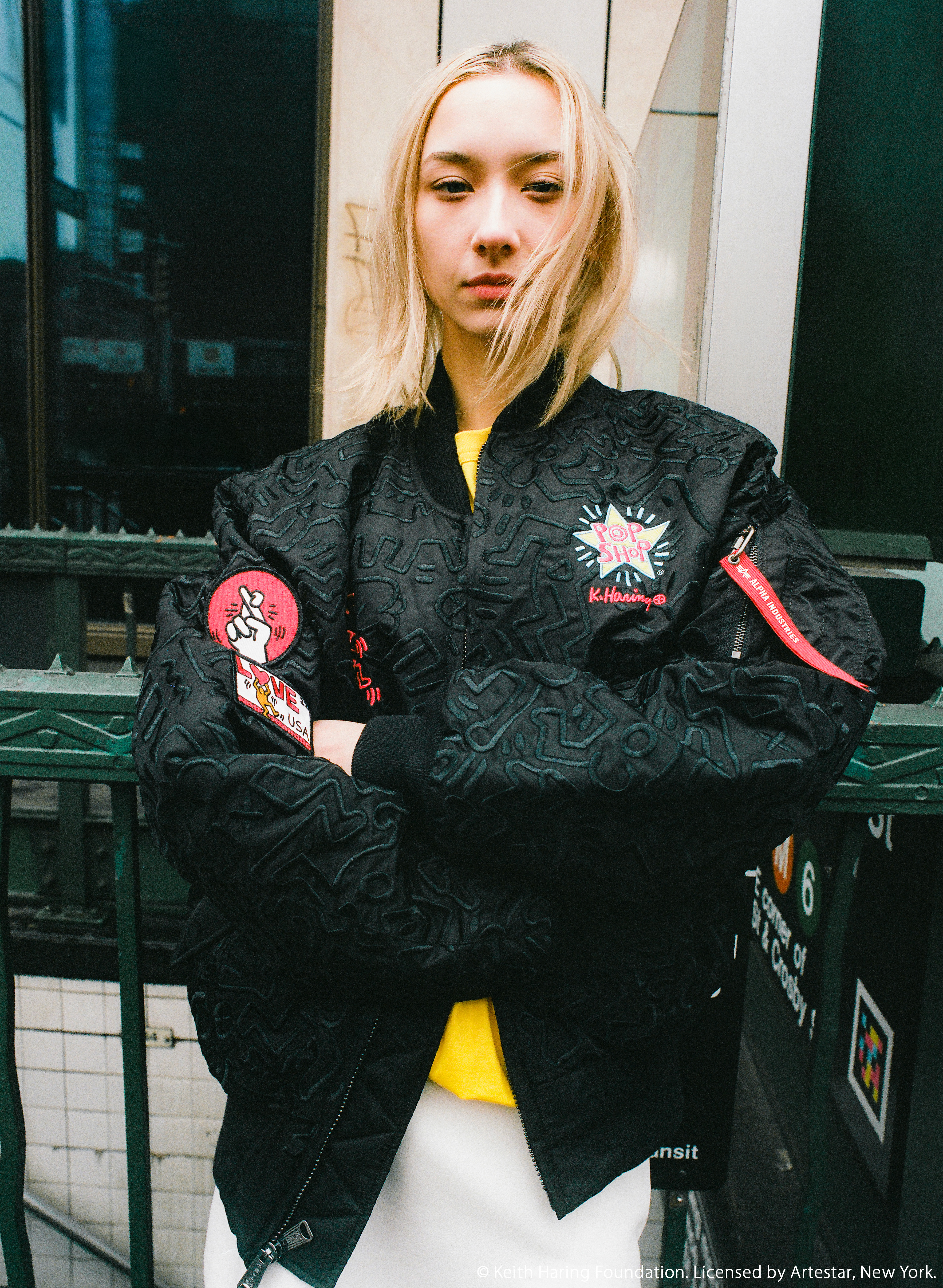 希少】K.Haring ヘリング ボンバージャケット グラフィックプリント L 