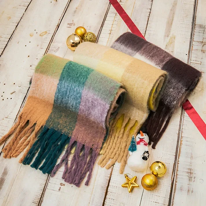 大判チェックストール