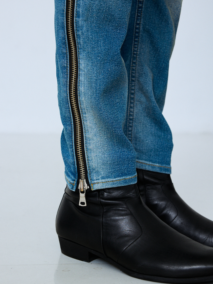 Side Zip Damage Skinny Denimディテール画像