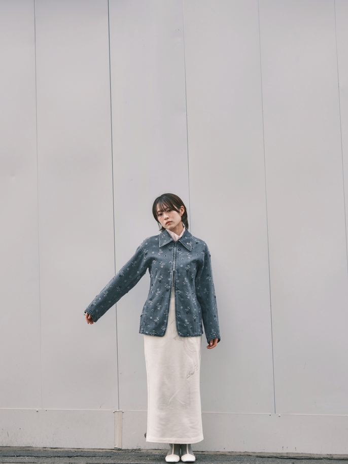 Floral Embroidery Sweat Skirt