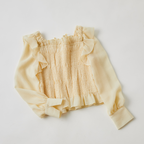 シアーチェックシャーリングブラウス