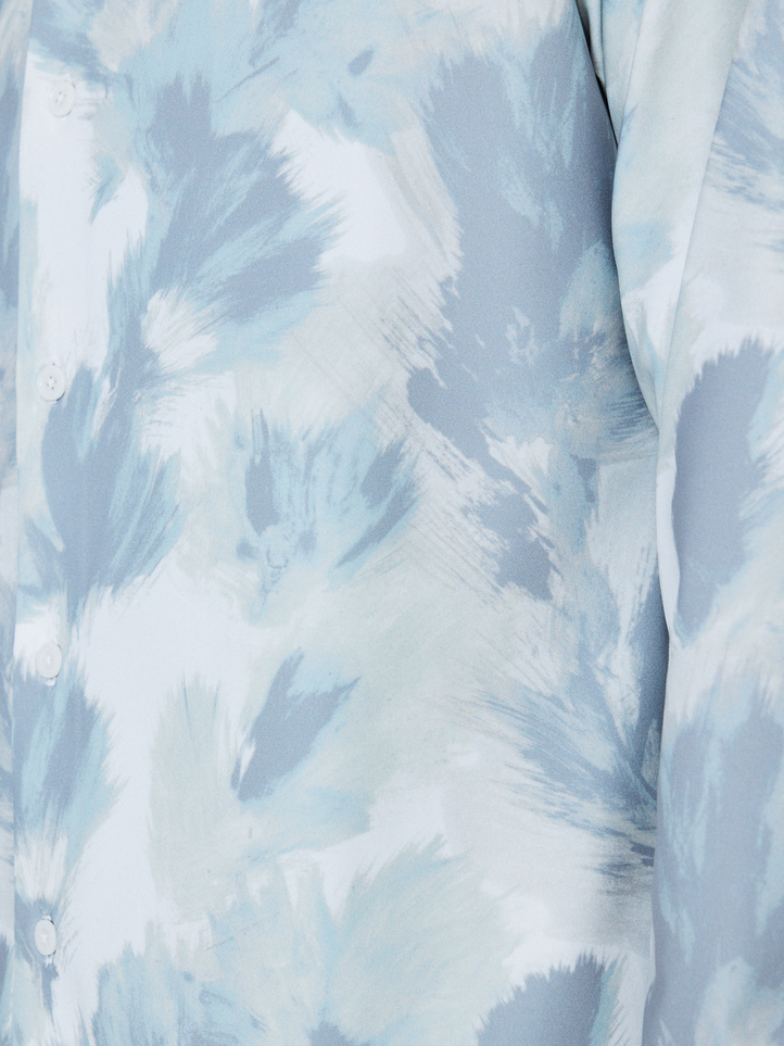 Flower Brushed Print Shirt生地アップ