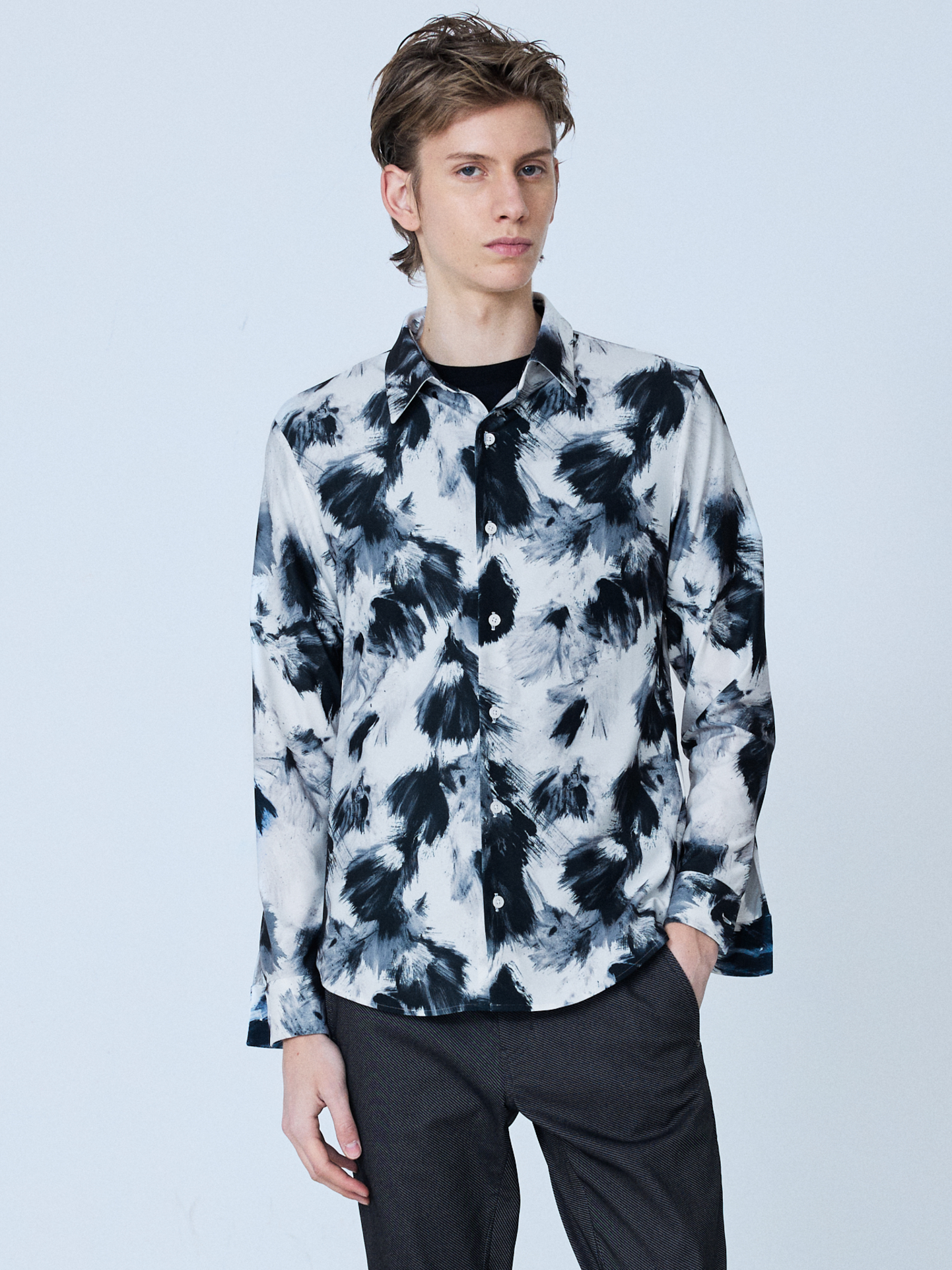 Flower Brushed Print Shirtバストアップ画像