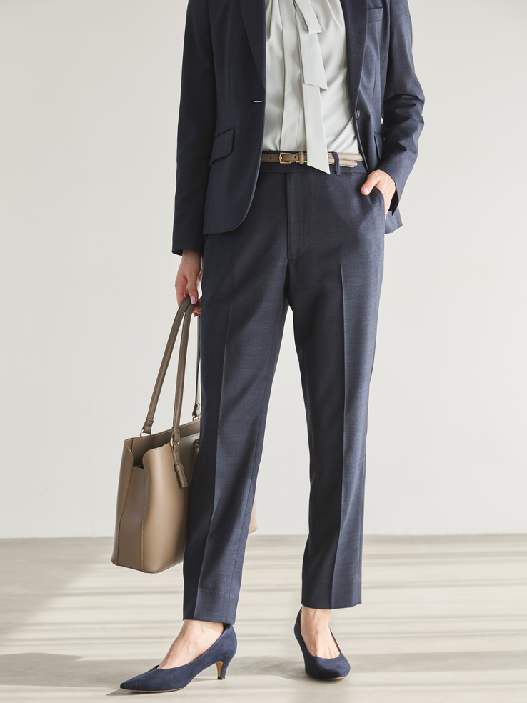 ウール見え×ネイビ－　パンツアップ