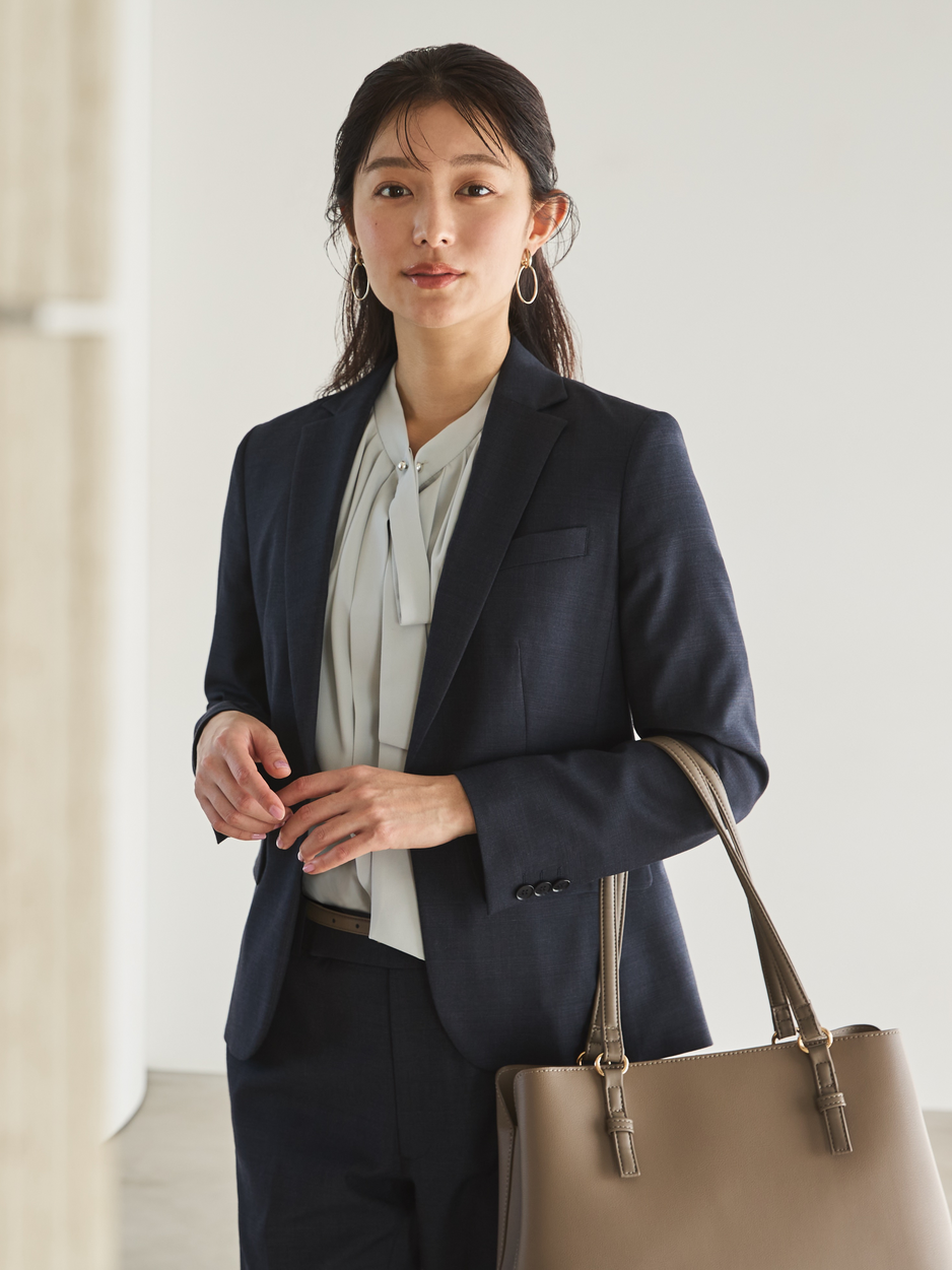 ウール見え×ネイビー　正面