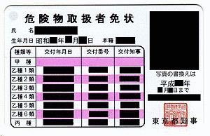 危険物取扱者免状の画像