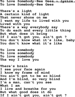 TO LOVE SOMEBODYの画像