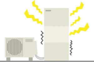 給湯機から騒音が出ているイメージイラスト