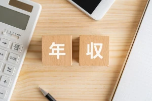 年収と書かれたブロックの写真