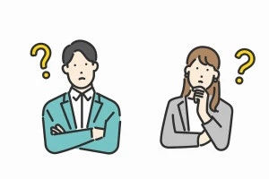 疑問を感じている男女の絵