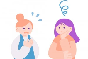 友達に相談している女性のイラスト