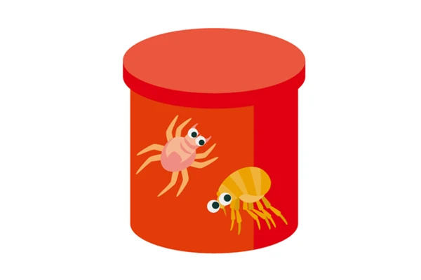 ダニとノミの絵が描かれた駆除剤の容器