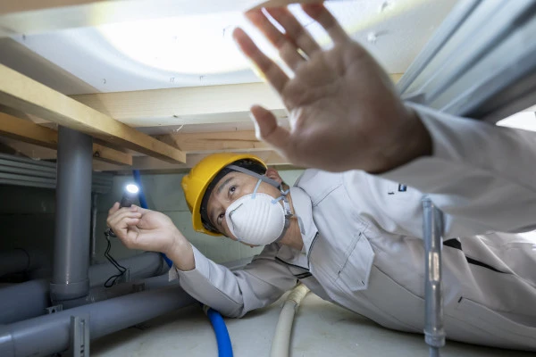 床下の点検を行う専門事業者の写真