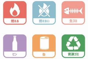 ゴミ分別ステッカーのイラスト