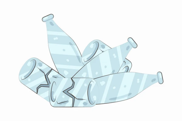 割れたガラス瓶やコップのイラスト