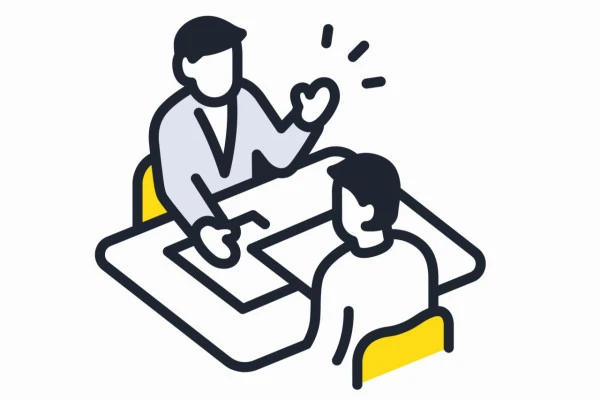 相談する男性のアイコンイラスト