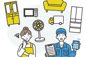不用品回収業者と依頼者のイラスト