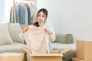 服の断捨離を行う女性の写真