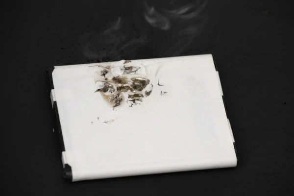 リチウムイオン電池の発熱と発煙の写真