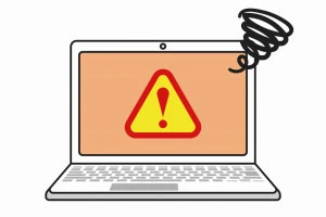 故障したノートPCのイラスト
