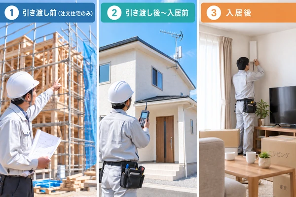 住まいの引き渡しの三段階を示す画像