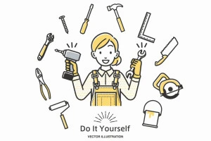 DIYを楽しむ女性のイラスト