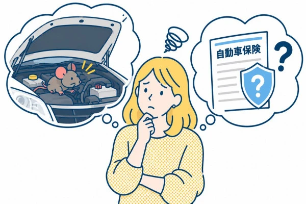 車のネズミ被害に保険が利用できるか考えている女性の様子