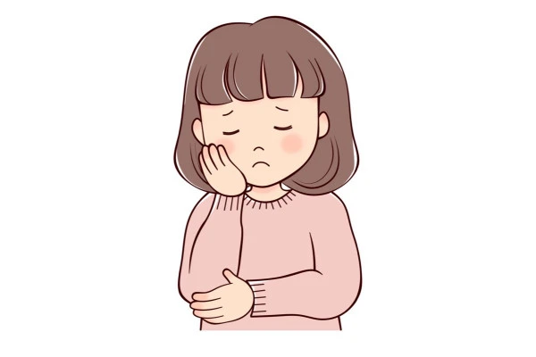 困った表情を浮かべる女性のイラスト