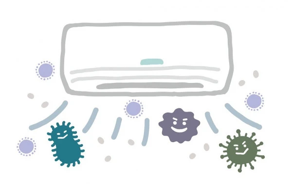 エアコンからカビなどの菌が発生しているイメージイラスト