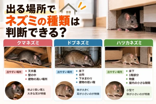 出る場所でわかるネズミの画像