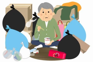 ゴミと高齢者のイラスト