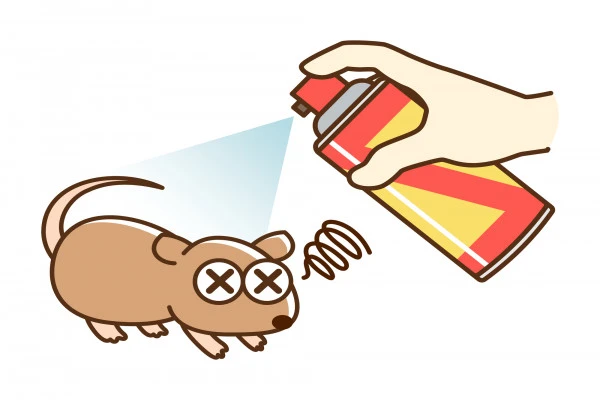 忌避剤をかけられるネズミ