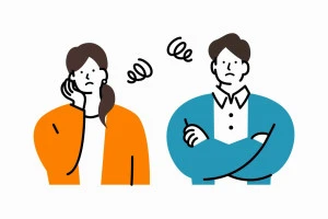 悩みを抱えている男女のイラスト