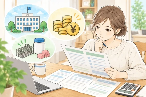 自治体のネズミ対策の支援制度を調べている女性